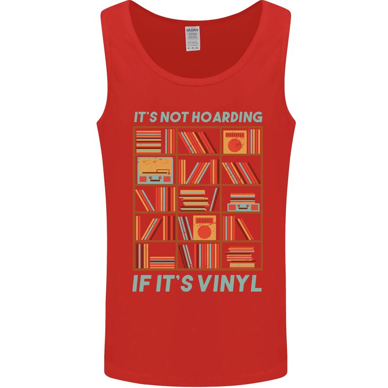 Its Not Hoarding Funny Vinyl Records Turntable Mens Vest Tank Top Red