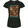 Its Not Hoarding Funny Vinyl Records Turntable Womens Petite Cut T-Shirt Black