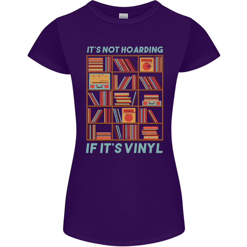 Its Not Hoarding Funny Vinyl Records Turntable Womens Petite Cut T-Shirt Purple