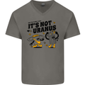 Its Not Uranus Funny Climate Change Mens V-Neck Cotton T-Shirt Charcoal