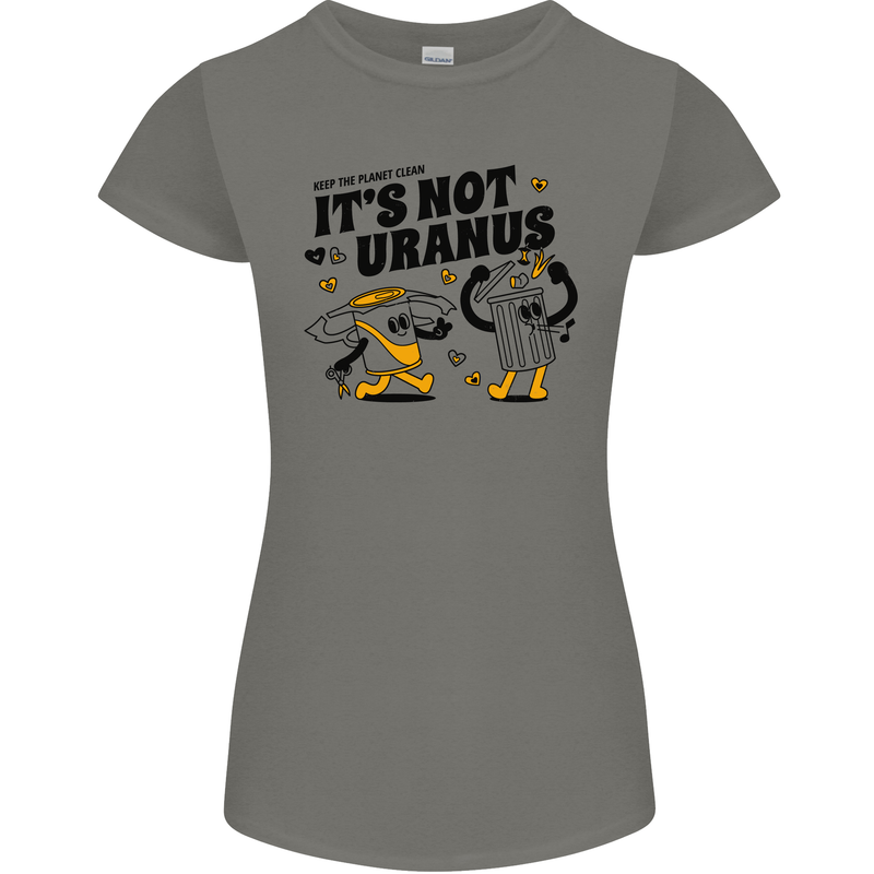 Its Not Uranus Funny Climate Change Womens Petite Cut T-Shirt Charcoal