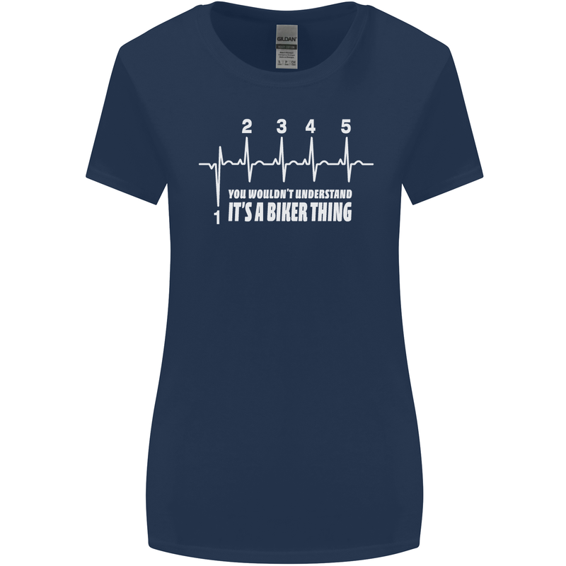 Its a Biker Thing Motorcycle Motorbike Womens Wider Cut T-Shirt Navy Blue