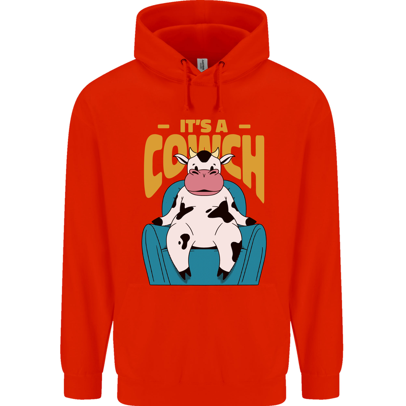 Its a Cowch Funny Cow Childrens Kids Hoodie Bright Red