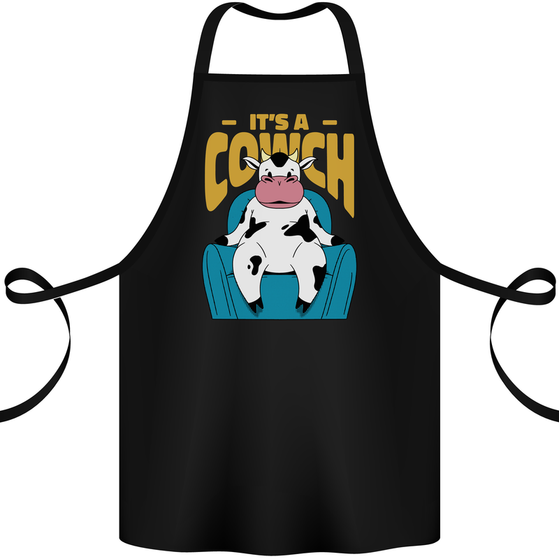 Its a Cowch Funny Cow Cotton Apron 100% Organic Black