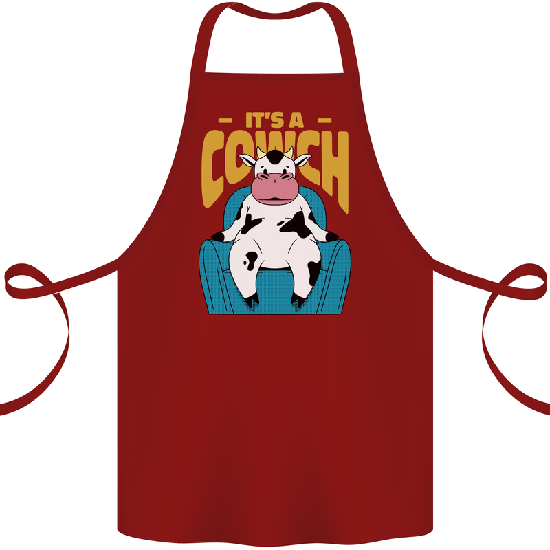 Its a Cowch Funny Cow Cotton Apron 100% Organic Maroon