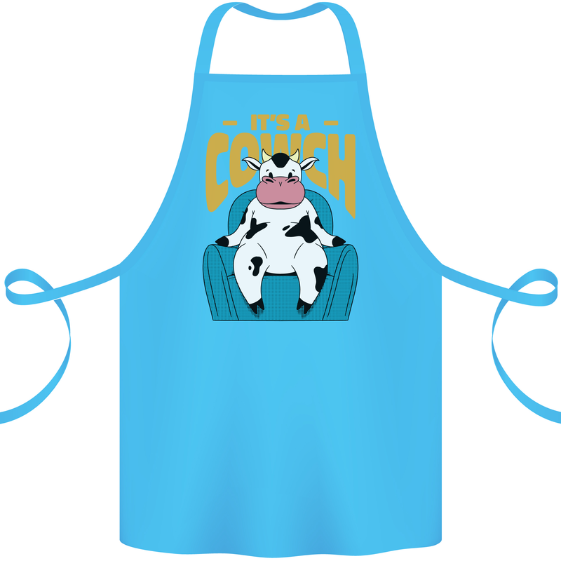 Its a Cowch Funny Cow Cotton Apron 100% Organic Turquoise