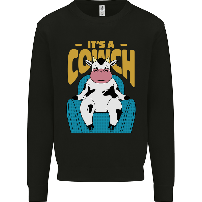 Its a Cowch Funny Cow Kids Sweatshirt Jumper Black