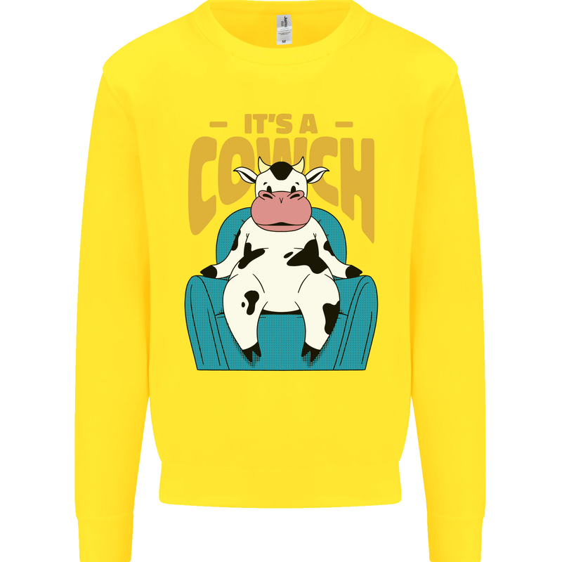 Its a Cowch Funny Cow Kids Sweatshirt Jumper Yellow