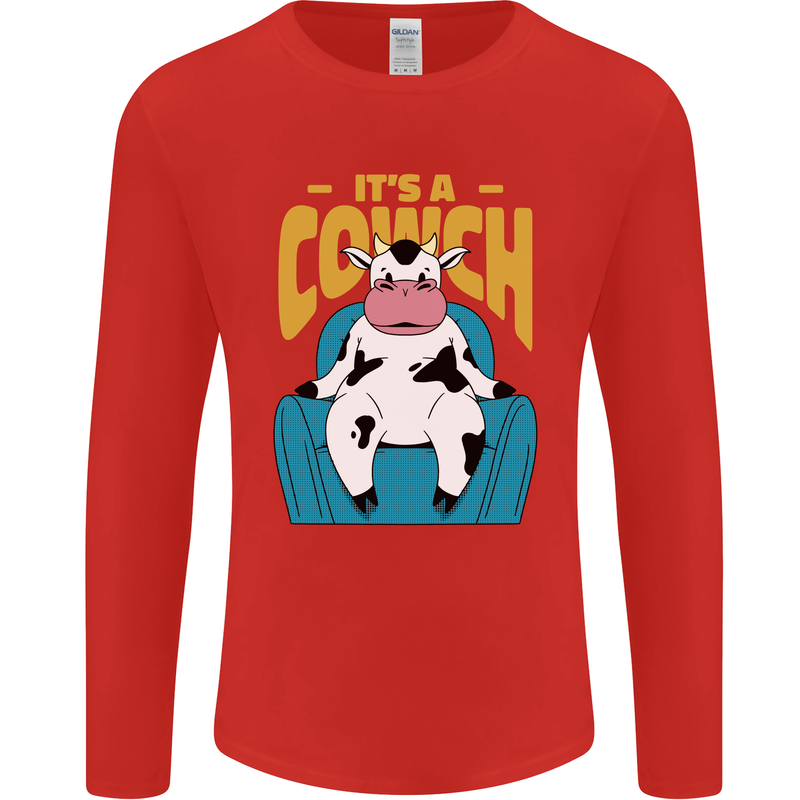 Its a Cowch Funny Cow Mens Long Sleeve T-Shirt Red
