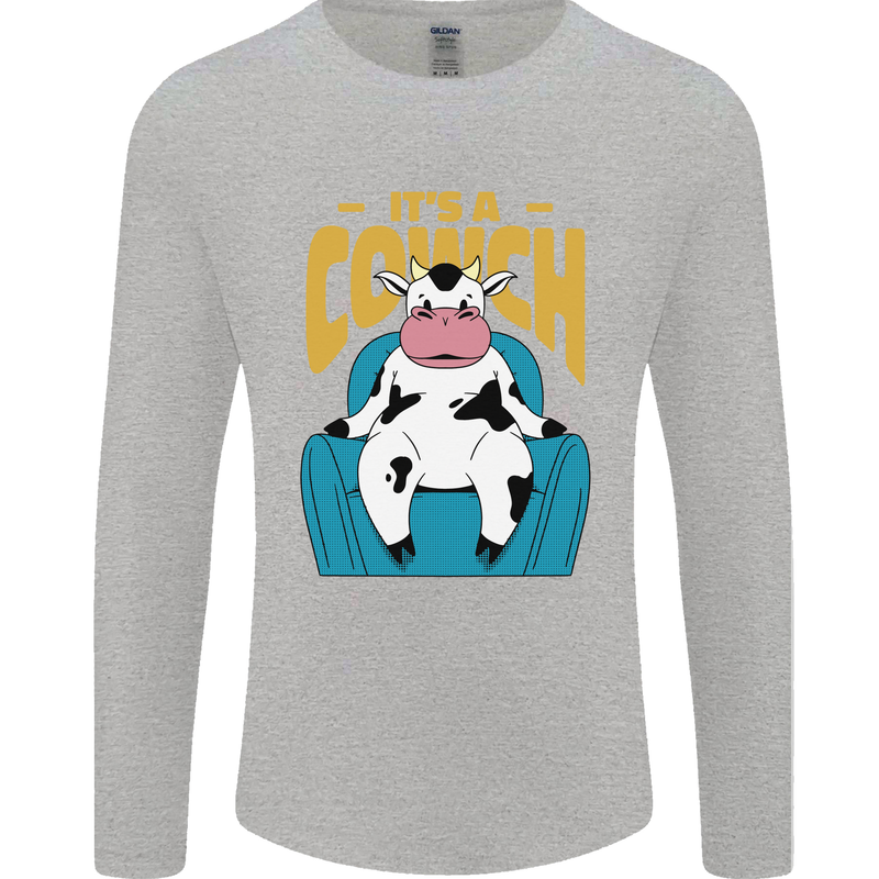 Its a Cowch Funny Cow Mens Long Sleeve T-Shirt Sports Grey