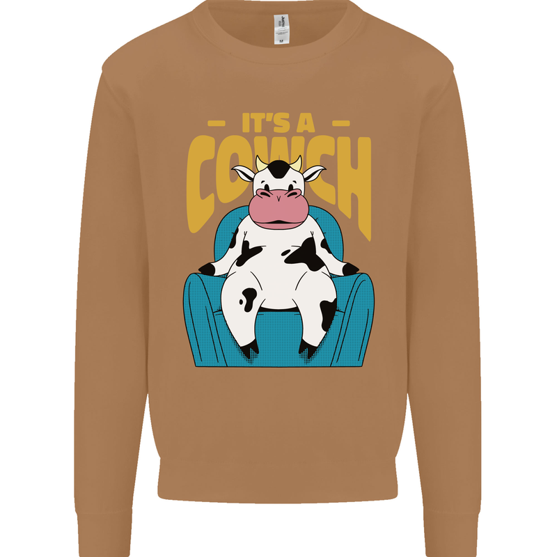 Its a Cowch Funny Cow Mens Sweatshirt Jumper Caramel Latte