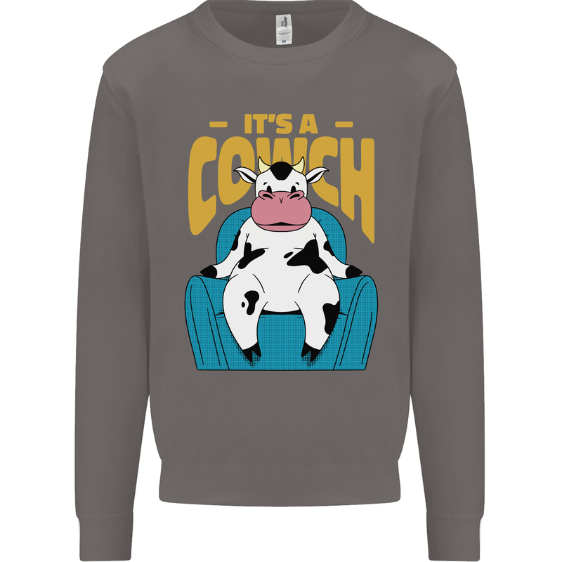 Its a Cowch Funny Cow Mens Sweatshirt Jumper Charcoal
