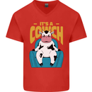 Its a Cowch Funny Cow Mens V-Neck Cotton T-Shirt Red