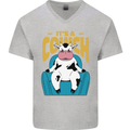 Its a Cowch Funny Cow Mens V-Neck Cotton T-Shirt Sports Grey