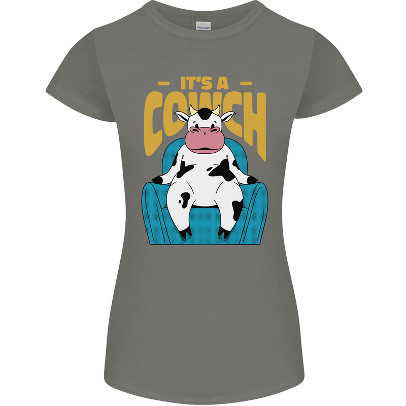 Its a Cowch Funny Cow Womens Petite Cut T-Shirt Charcoal