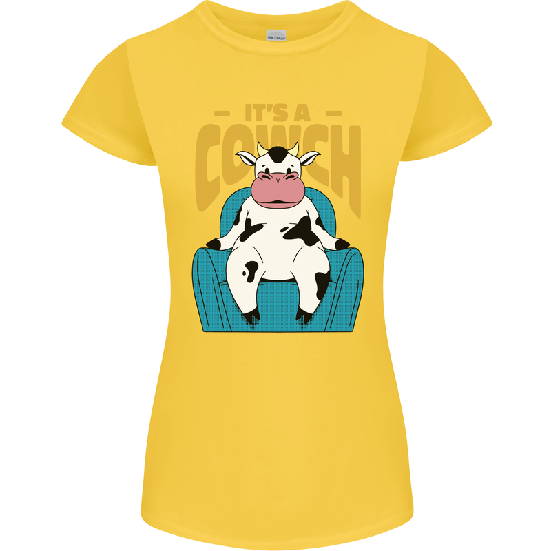 Its a Cowch Funny Cow Womens Petite Cut T-Shirt Yellow