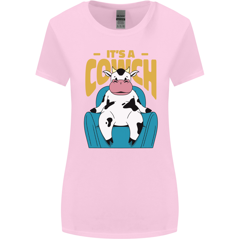 Its a Cowch Funny Cow Womens Wider Cut T-Shirt Light Pink