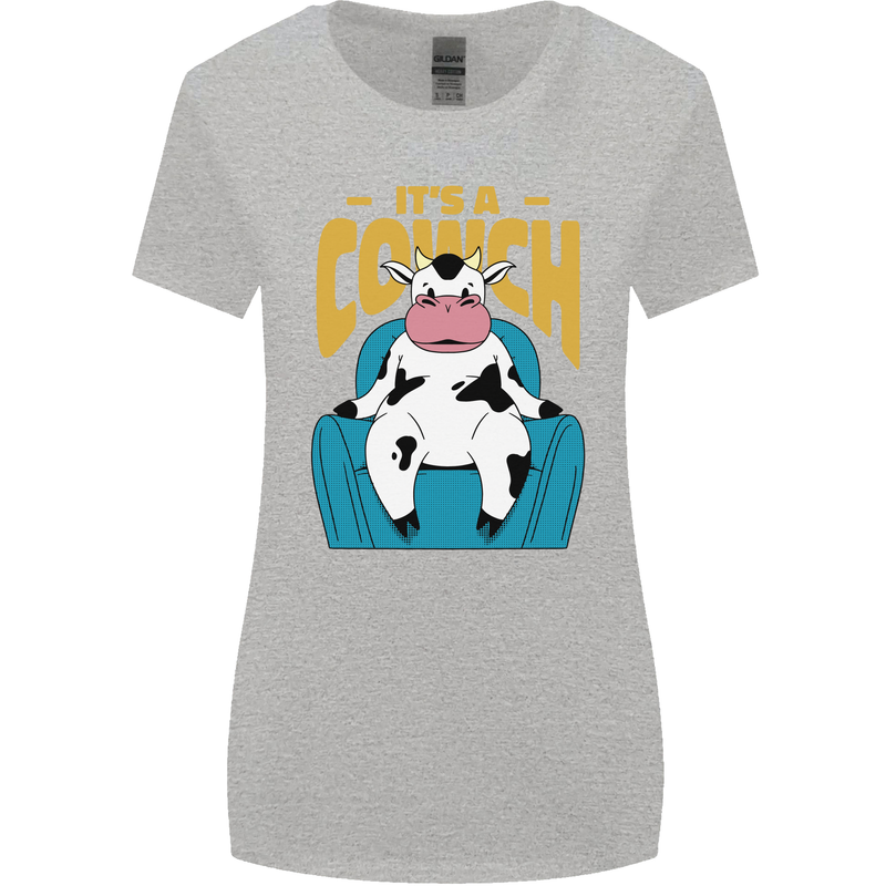 Its a Cowch Funny Cow Womens Wider Cut T-Shirt Sports Grey