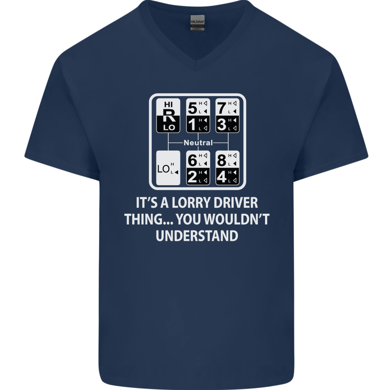 Its a Lorry Driver Thing Funny Truck Trucker Mens V-Neck Cotton T-Shirt Navy Blue