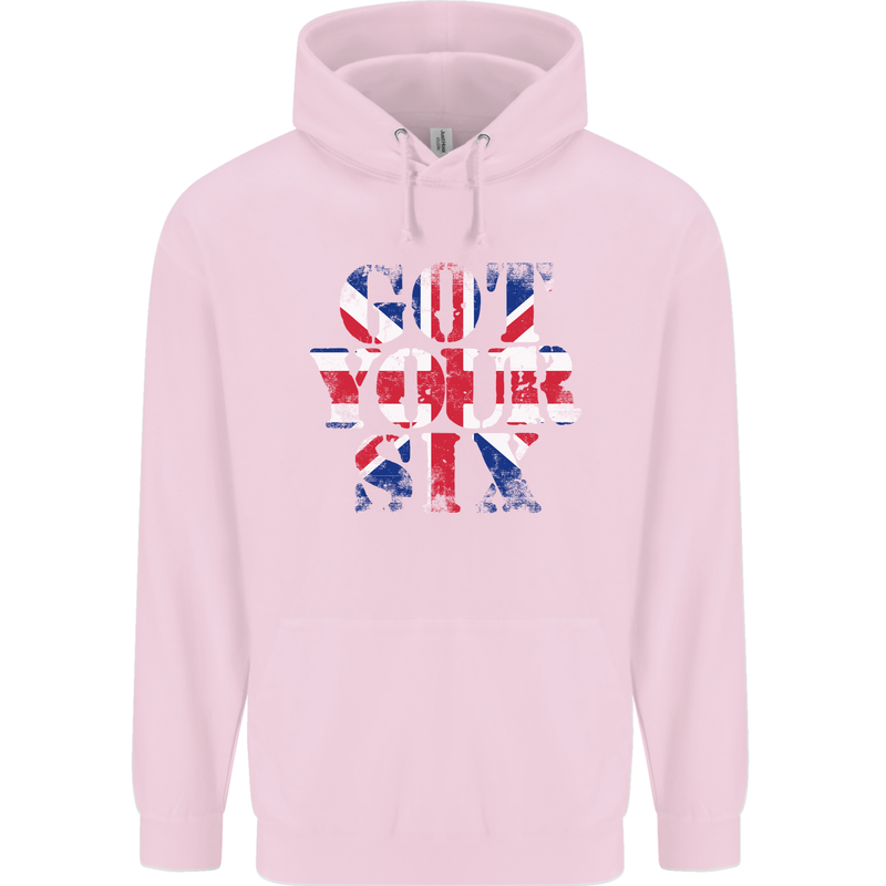 Ive Got Your Six Union Jack Flag Army Paras Childrens Kids Hoodie Light Pink