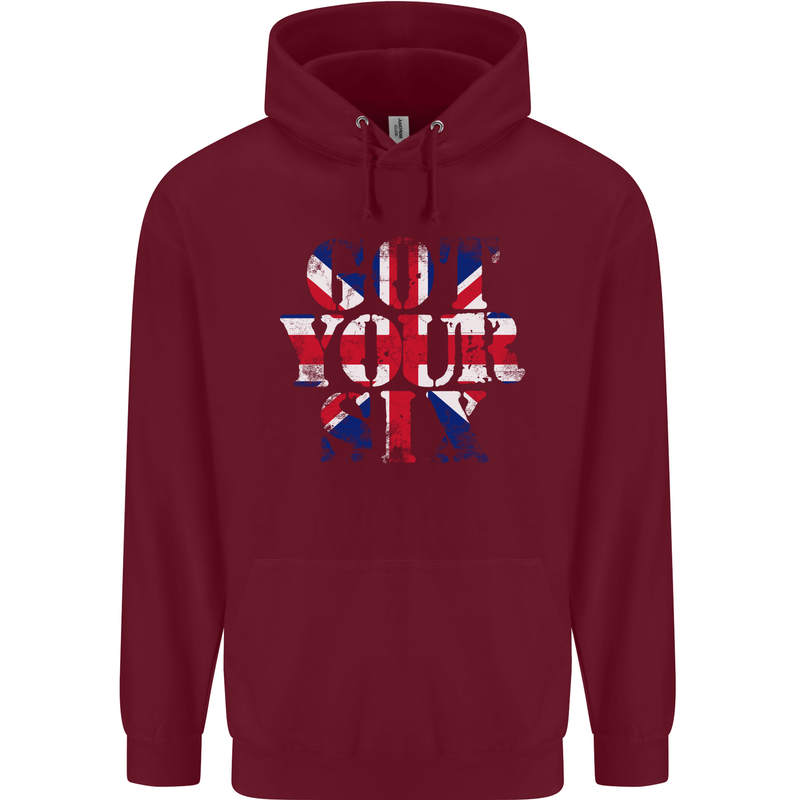 Ive Got Your Six Union Jack Flag Army Paras Childrens Kids Hoodie Maroon