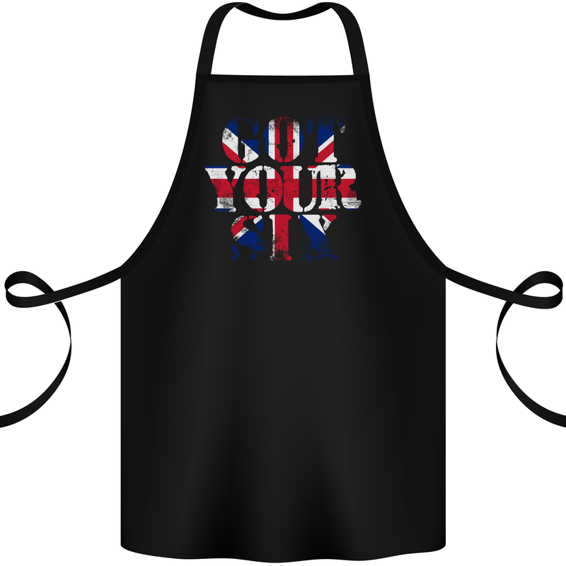 Ive Got Your Six Union Jack Flag Army Paras Cotton Apron 100% Organic Black