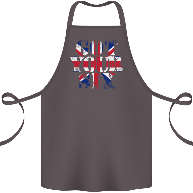 Ive Got Your Six Union Jack Flag Army Paras Cotton Apron 100% Organic Dark Grey