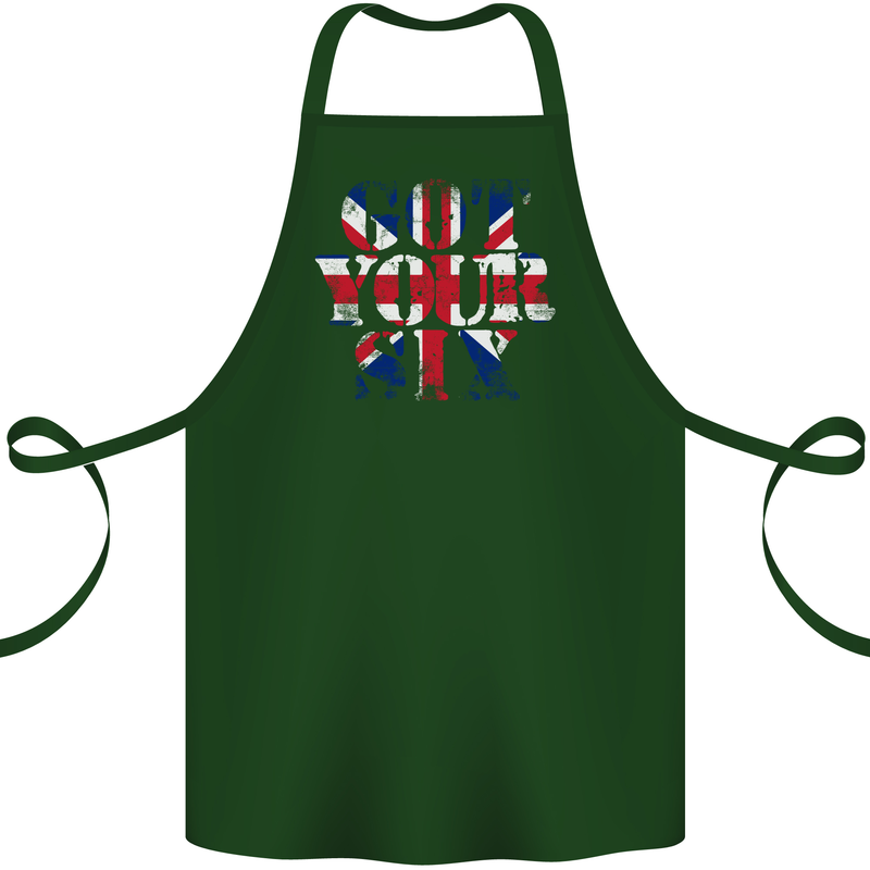 Ive Got Your Six Union Jack Flag Army Paras Cotton Apron 100% Organic Forest Green