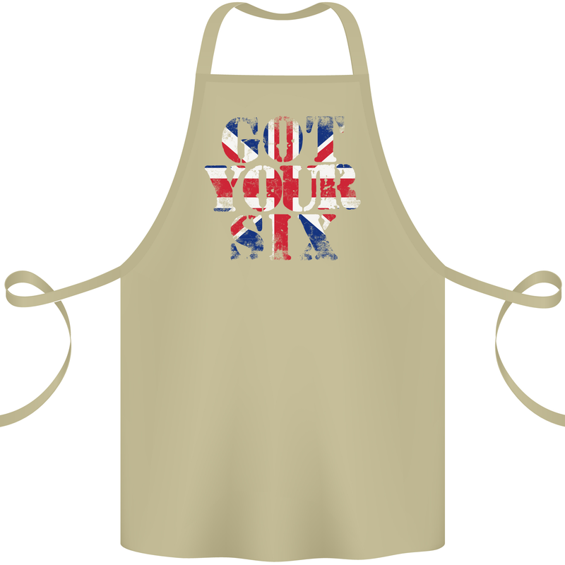 Ive Got Your Six Union Jack Flag Army Paras Cotton Apron 100% Organic Khaki