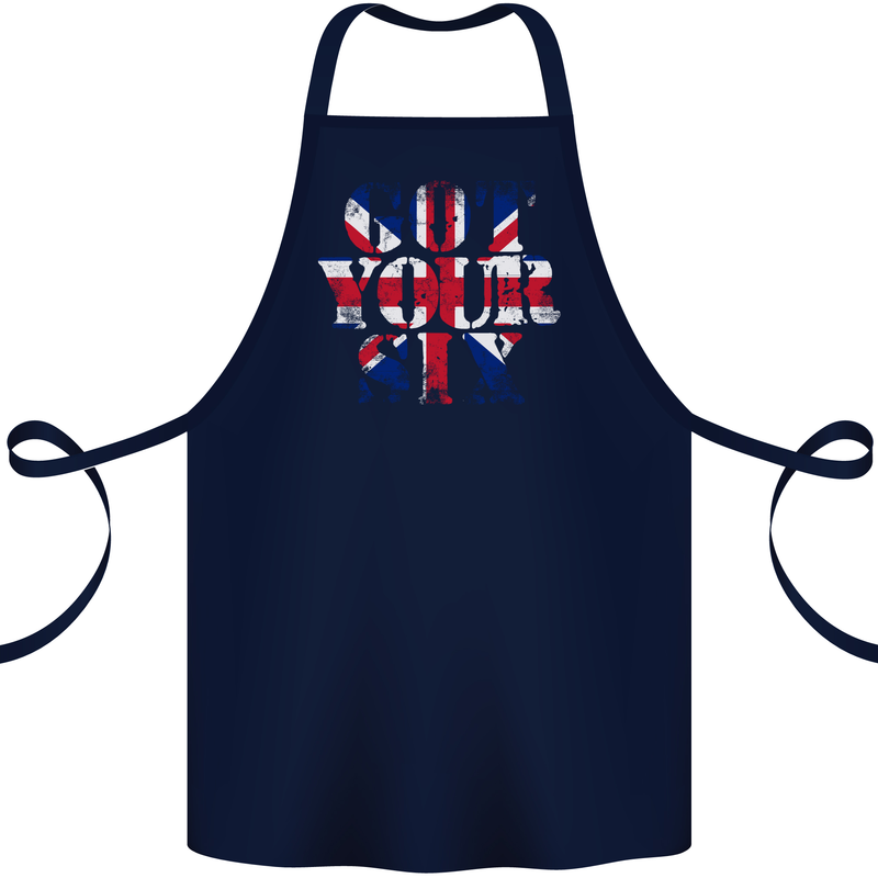 Ive Got Your Six Union Jack Flag Army Paras Cotton Apron 100% Organic Navy Blue