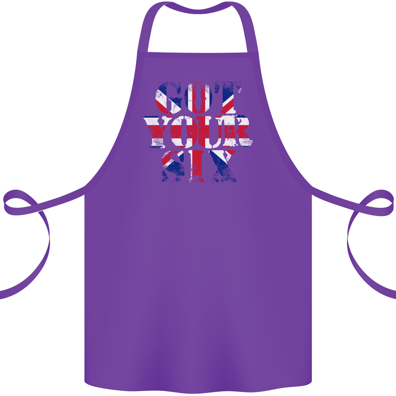Ive Got Your Six Union Jack Flag Army Paras Cotton Apron 100% Organic Purple