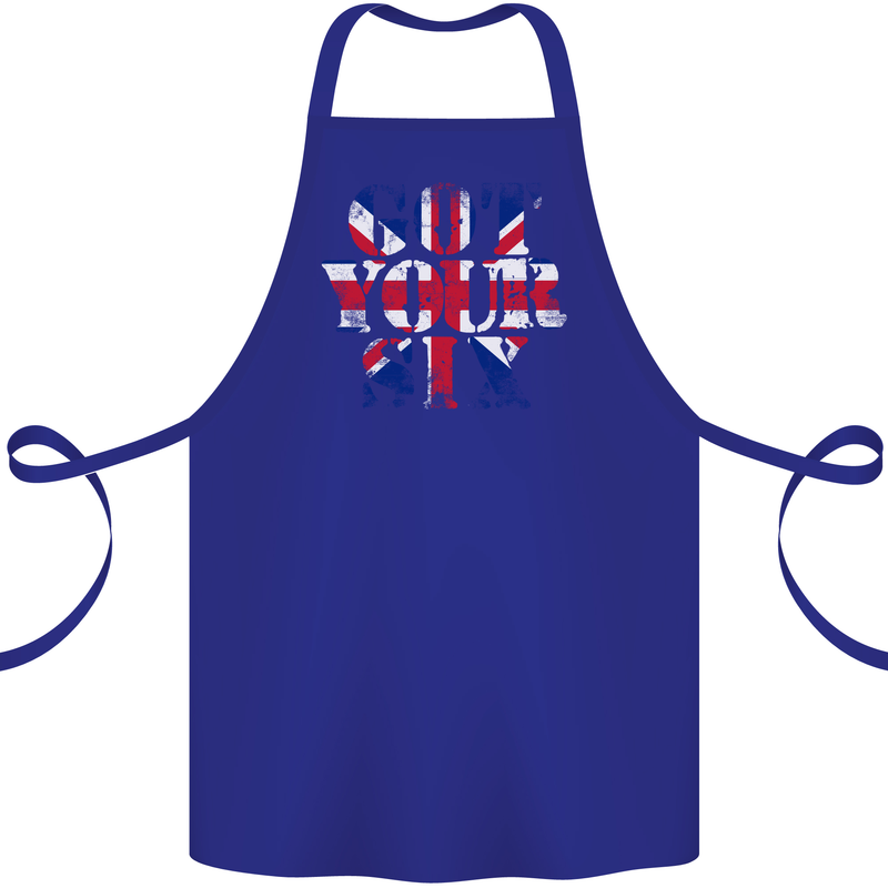 Ive Got Your Six Union Jack Flag Army Paras Cotton Apron 100% Organic Royal Blue