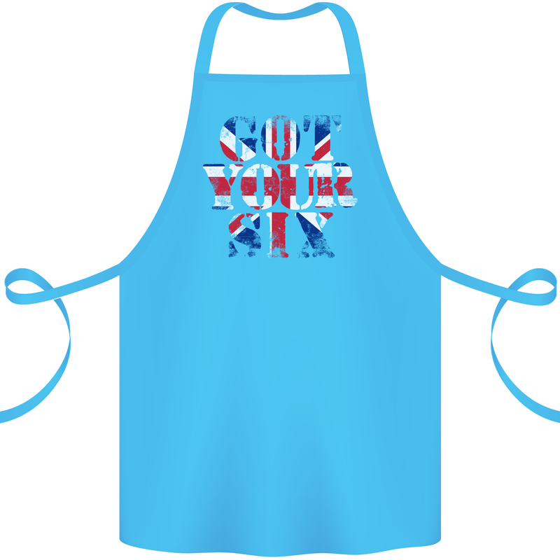 Ive Got Your Six Union Jack Flag Army Paras Cotton Apron 100% Organic Turquoise