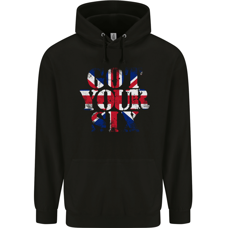 Ive Got Your Six Union Jack Flag Army Paras Mens 80% Cotton Hoodie Black
