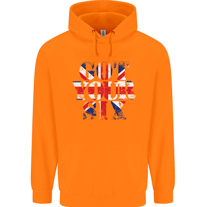 Ive Got Your Six Union Jack Flag Army Paras Mens 80% Cotton Hoodie Orange