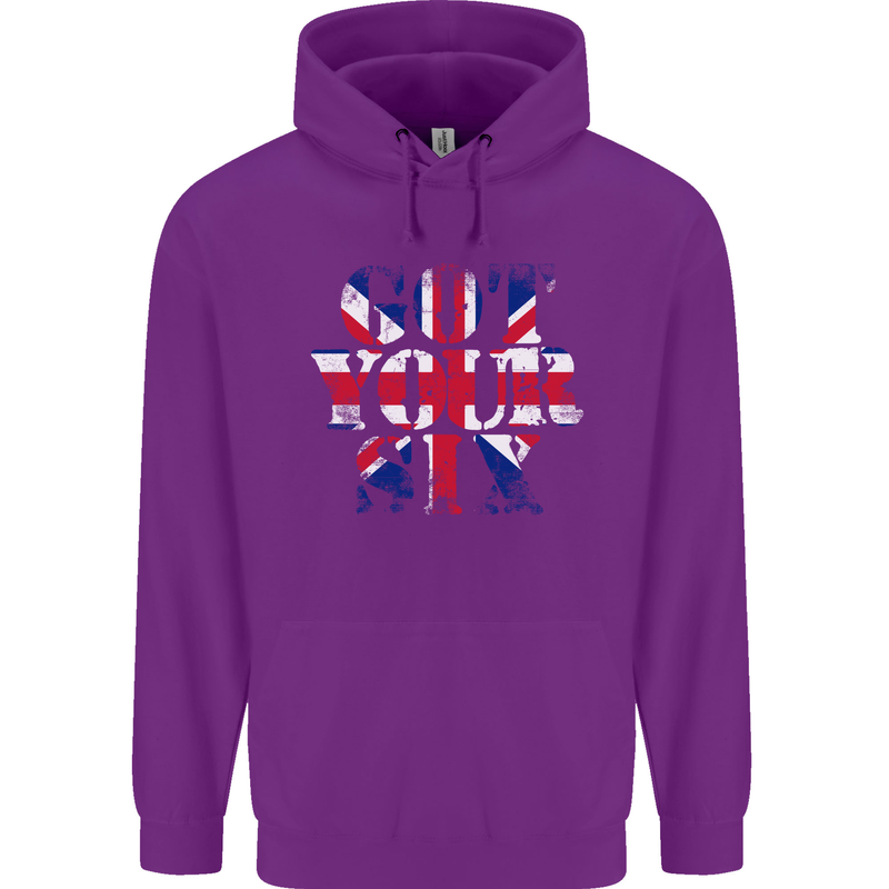 Ive Got Your Six Union Jack Flag Army Paras Mens 80% Cotton Hoodie Purple