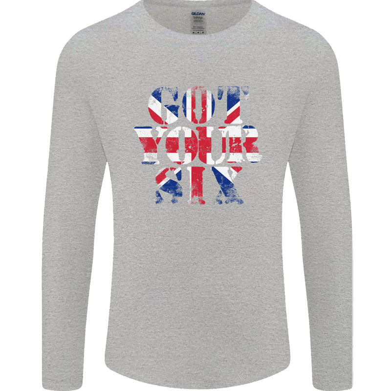 Ive Got Your Six Union Jack Flag Army Paras Mens Long Sleeve T-Shirt Sports Grey