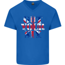 Ive Got Your Six Union Jack Flag Army Paras Mens V-Neck Cotton T-Shirt Royal Blue