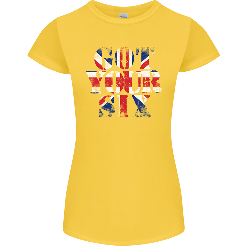 Ive Got Your Six Union Jack Flag Army Paras Womens Petite Cut T-Shirt Yellow