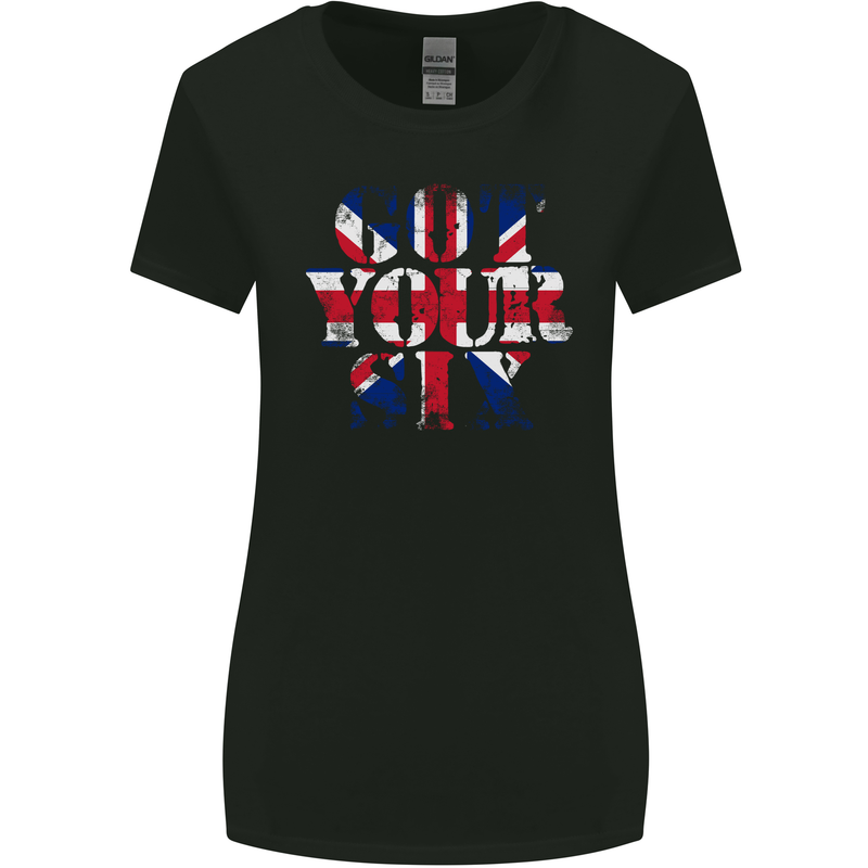 Ive Got Your Six Union Jack Flag Army Paras Womens Wider Cut T-Shirt Black