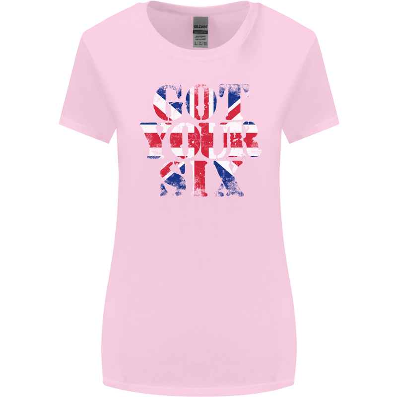 Ive Got Your Six Union Jack Flag Army Paras Womens Wider Cut T-Shirt Light Pink