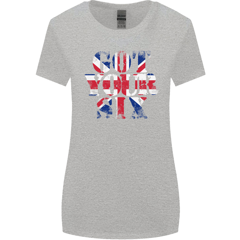 Ive Got Your Six Union Jack Flag Army Paras Womens Wider Cut T-Shirt Sports Grey