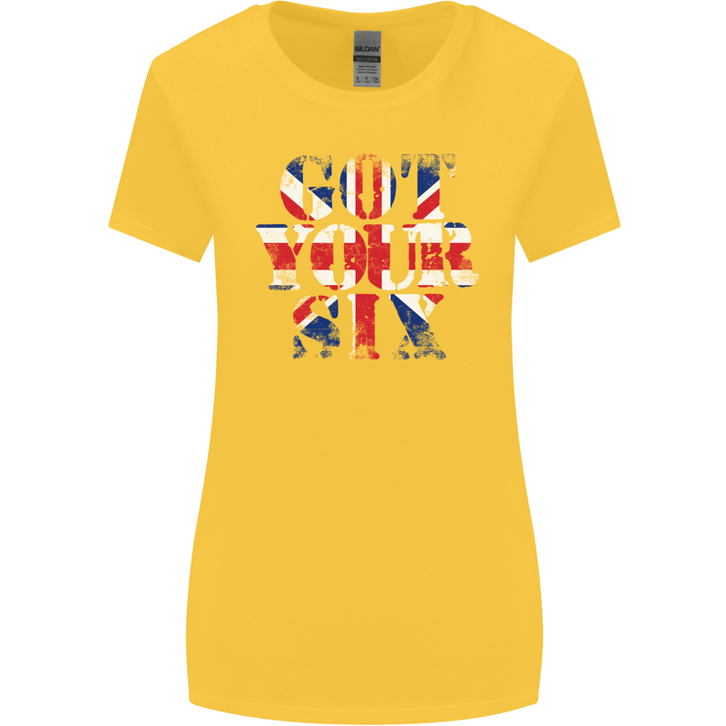 Ive Got Your Six Union Jack Flag Army Paras Womens Wider Cut T-Shirt Yellow