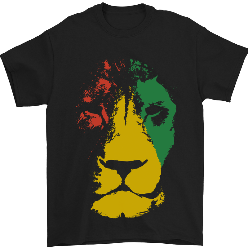 Jamaica Lion Reggae Music Jamaican Mens T-Shirt Cotton Gildan Black