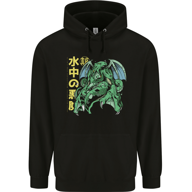 Japanese Anime Cthulhu Kraken Mens 80% Cotton Hoodie Black