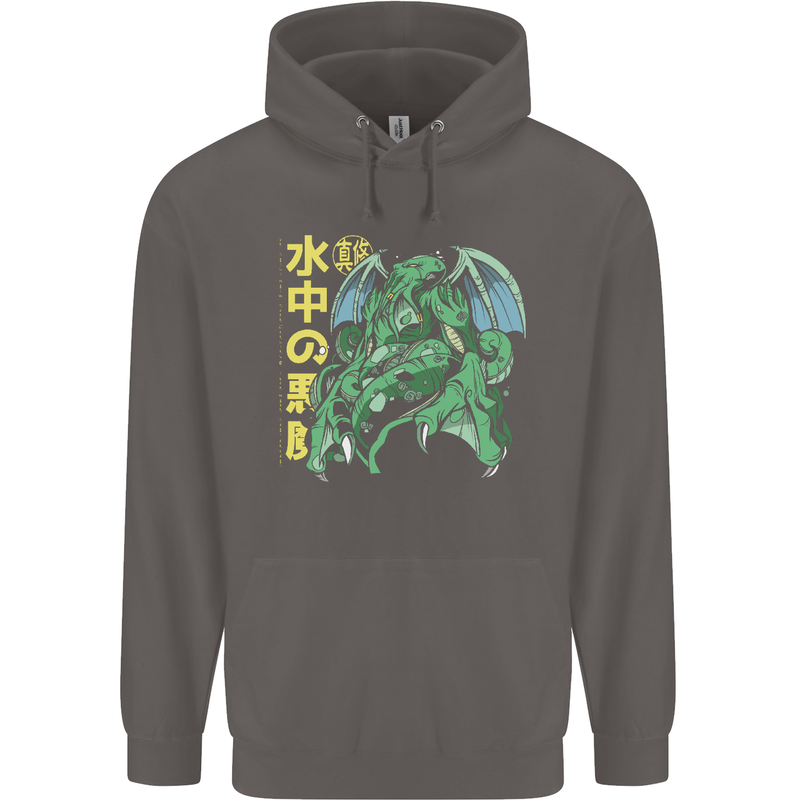 Japanese Anime Cthulhu Kraken Mens 80% Cotton Hoodie Charcoal
