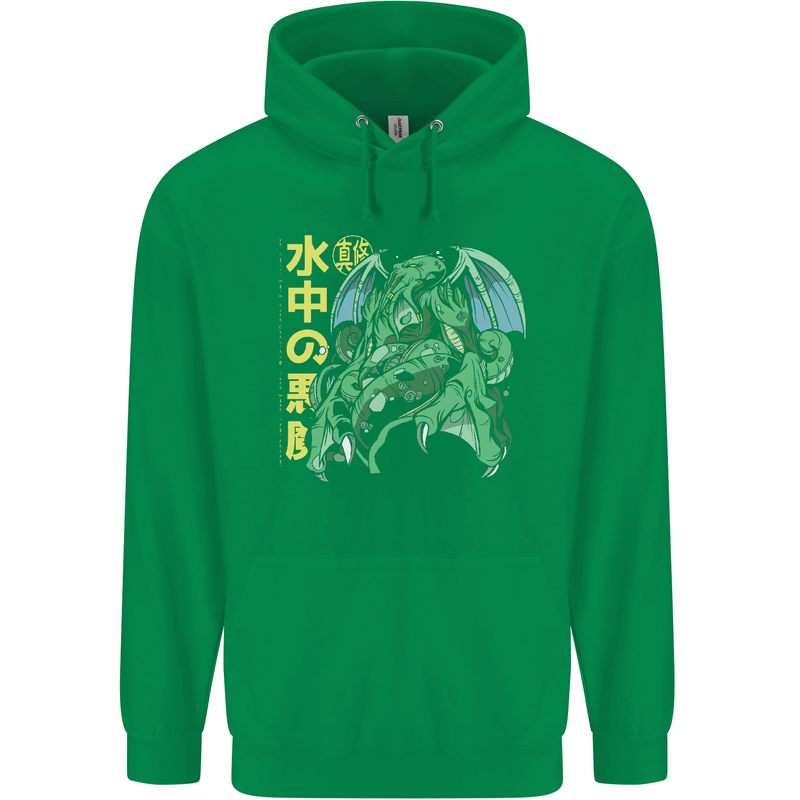 Japanese Anime Cthulhu Kraken Mens 80% Cotton Hoodie Irish Green
