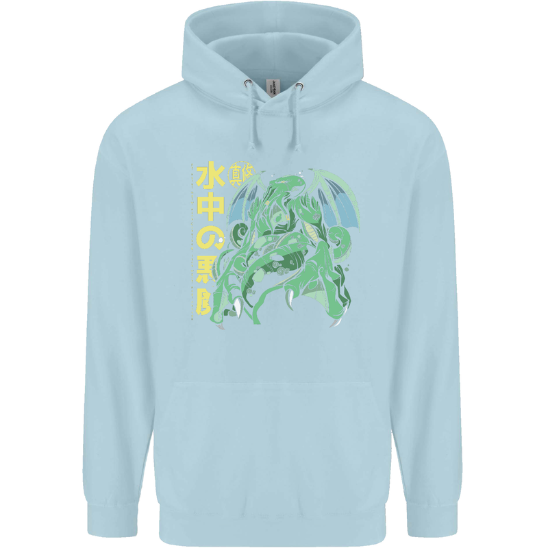 Japanese Anime Cthulhu Kraken Mens 80% Cotton Hoodie Light Blue