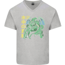 Japanese Anime Cthulhu Kraken Mens V-Neck Cotton T-Shirt Sports Grey