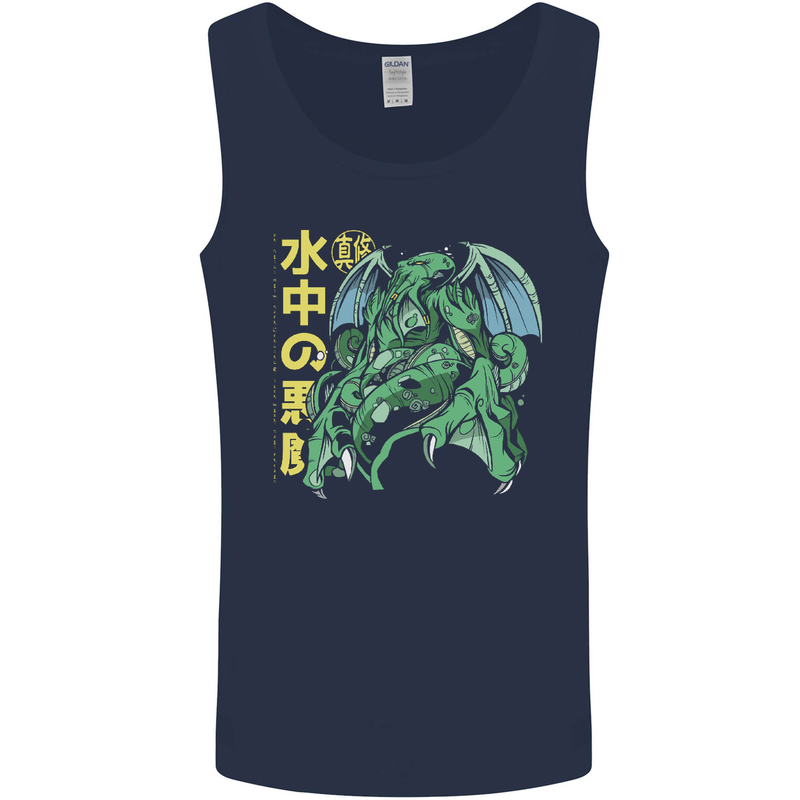 Japanese Anime Cthulhu Kraken Mens Vest Tank Top Navy Blue
